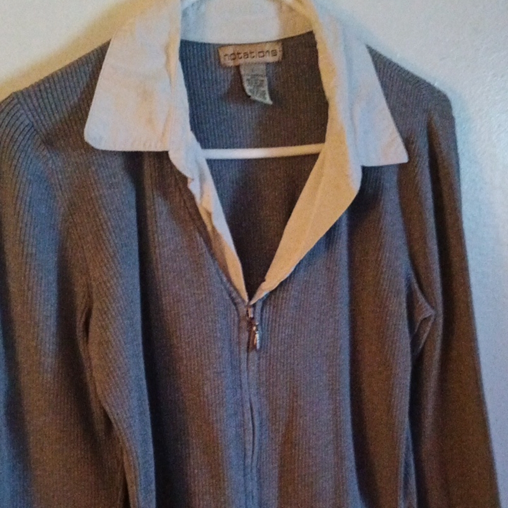 Notations Gray Zip Up Sweater with Relaxed Fit